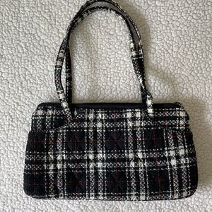 Vera Bradley Black, White, Red Plaid Tweed Bag
